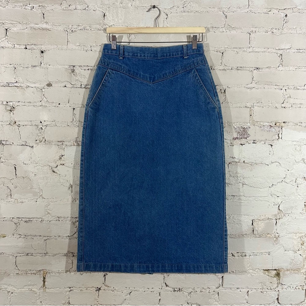Vintage Denim Yoke Front Pencil Skirt Brittania 29”